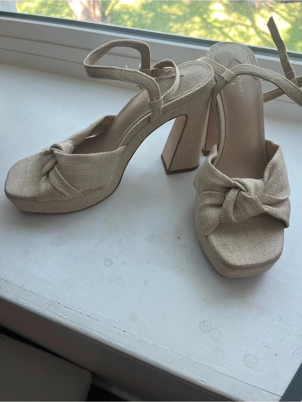 ANTONIO MELANI Beige Knotted Platform Sandal